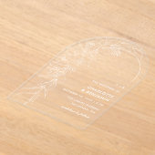 Witte Bloemen Boeket Boog Huwelijk Acryl Uitnodigingen (Laagn)