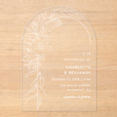 Witte Bloemen Boeket Boog Huwelijk Acryl Uitnodigingen (Voorkant)