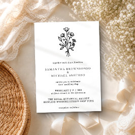 Witte Bloemen Boeket Botanicals met Zwarte Letters Kaart