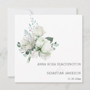 *~* Witte Bloemen Boeketten AR15 QR RSVP Huwelijk Kaart