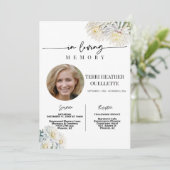 Witte Bloemen Boho begrafenis herdenkingsdienst Fo Kaart (Staand voorkant)