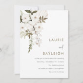 Witte bloemen, Boho en Sage Modern Wedding Kaart (Voorkant)