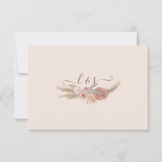 Witte Bloemen Boho Pampas Gras Tropische Palm RSVP (Achterkant)