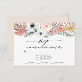 Witte Bloemen Boho Pampas Gras Tropische Palm RSVP (Voorkant / Achterkant)