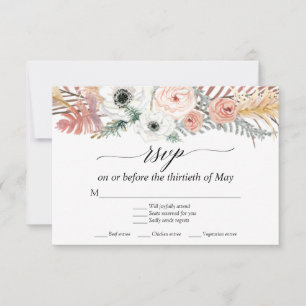 Witte Bloemen Boho Pampas Gras Tropische Palm RSVP