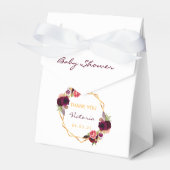 Witte bloemen bordeaux baby shower bedankdoosjes (Voorkant Zijde)