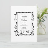 Witte Bloemen Border Bruiloft Kaart (Staand voorkant)