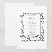 Witte Bloemen Border Bruiloft Kaart (Voorkant / Achterkant)