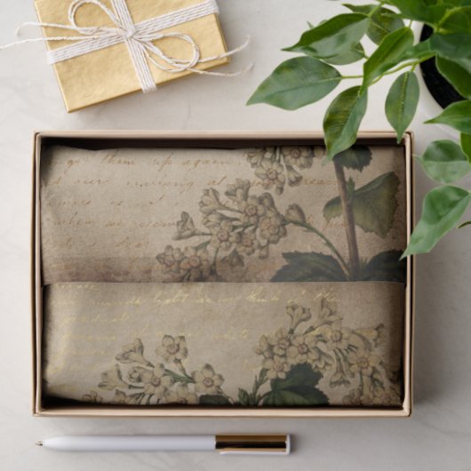 witte bloemen botanisch tissuepapier (Geschenk)