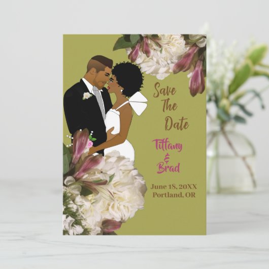 Witte Bloemen Botanische Bruiloft Save-the-date Save The Date (Staand voorkant)