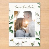  witte bloemen Botanische foto Acryl Uitnodigingen (Voorkant)