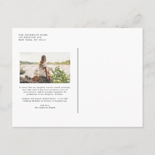  Witte Bloemen Botanische Foto Afstuderen Aankondigingskaart (Achterkant)