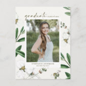  Witte Bloemen Botanische Foto Afstuderen Aankondigingskaart (Voorkant)