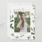  Witte Bloemen Botanische Foto Afstuderen Kaart (Voorkant)