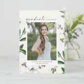  Witte Bloemen Botanische Foto Afstuderen Kaart (Staand voorkant)