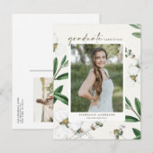  Witte Bloemen Botanische Foto Afstuderen Uitnodiging Briefkaart (Voorkant / Achterkant)