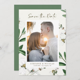  witte bloemen Botanische foto Save The Date