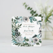 Witte Bloemen Botanische Greenery Krans Trouwen Kaart (Staand voorkant)