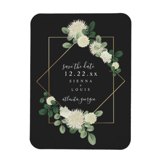 Witte Bloemen Botanische Grijze Huwelijk Save The  Magneet (Verticaal)