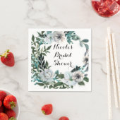 Witte Bloemen Botanische Groene Krans Servet (Insitu)