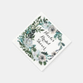 Witte Bloemen Botanische Groene Krans Servet (Hoek)