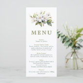 Witte Bloemen Botanische Wedding Menu Kaart (Staand voorkant)