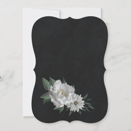 Witte Bloemen Botanische Zwarte Zitkaart Kaart (Achterkant)