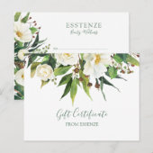 Witte bloemen bou Cadeaubon Design Briefkaart (Voorkant / Achterkant)