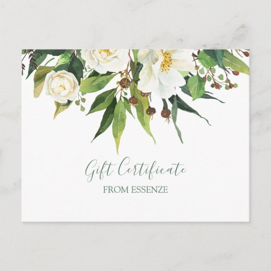 Witte bloemen bou Cadeaubon Design Briefkaart (Voorkant)