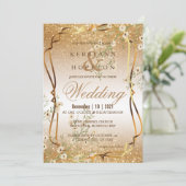 Witte Bloemen Branch en Gouden Glitter Kaart (Staand voorkant)