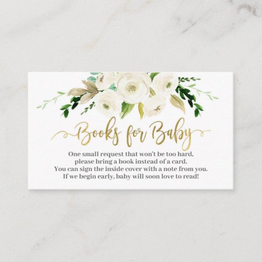 Witte bloemen brengen een boek informatiekaartje (Voorkant)