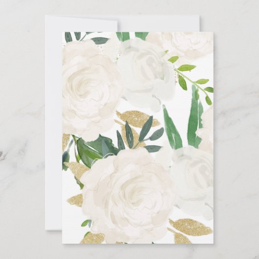 Witte Bloemen Bruids Douche Uitnodigingen met Groe (Achterkant)