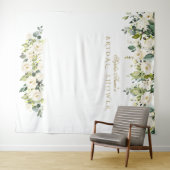 Witte Bloemen Bruidsfeest Foto Booth Achtergrond Wandkleed (In Situ (horizontaal))