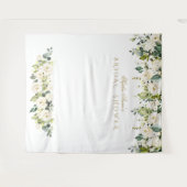Witte Bloemen Bruidsfeest Foto Booth Achtergrond Wandkleed (Voorkant (horizontaal))