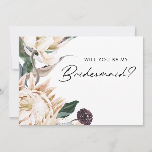 Witte Bloemen Bruidsmeisje voorstel uitnodiging (Voorkant)