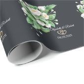 Witte Bloemen Bruiloft Cadeaupapier (Rol Hoek)