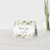 Witte bloemen bruiloft dank je wel kaart (Voorkant)