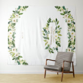 Witte bloemen bruiloft fotocabine prop Charm Wandkleed (In Situ (horizontaal))