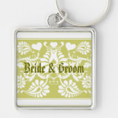 Witte  Bloemen bruiloft gunsten Sleutelhanger (Voorkant)