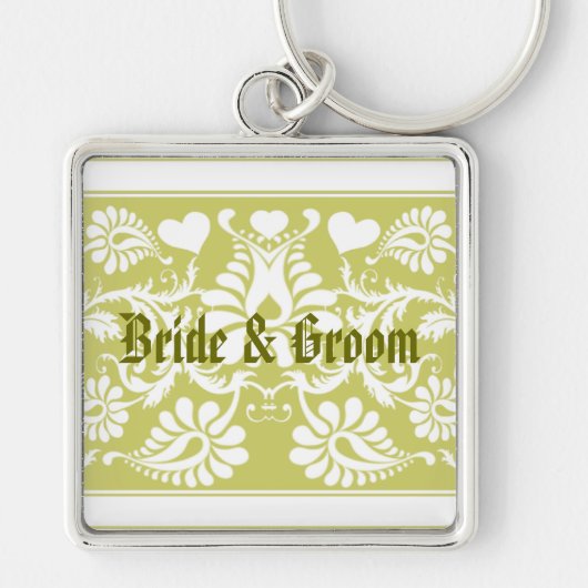 Witte  Bloemen bruiloft gunsten Sleutelhanger (Voorkant)