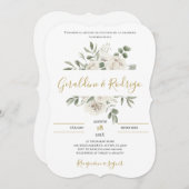 Witte Bloemen Bruiloft in het Spaans Kaart (Voorkant / Achterkant)
