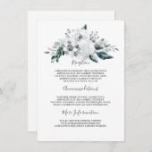 Witte Bloemen bruiloft informatie gast Informatiekaartje (Voorkant / Achterkant)