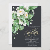 Witte Bloemen Bruiloft Kaart (Voorkant)