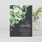 Witte Bloemen Bruiloft Kaart (Staand voorkant)