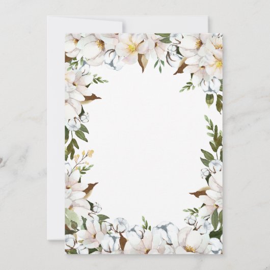 Witte Bloemen bruiloft Kaart (Achterkant)