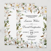 Witte Bloemen bruiloft Kaart (Voorkant / Achterkant)
