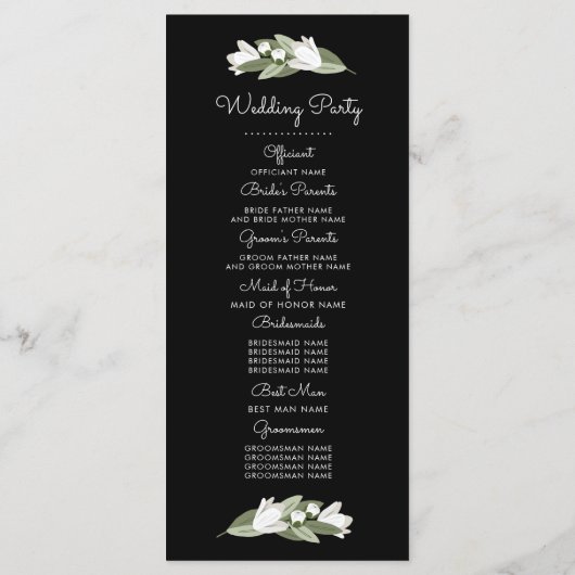 Witte Bloemen bruiloft lente programma Programmakaart (Achterkant)