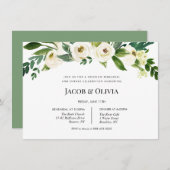 Witte Bloemen bruiloft repetitie diner uitnodiging (Voorkant / Achterkant)