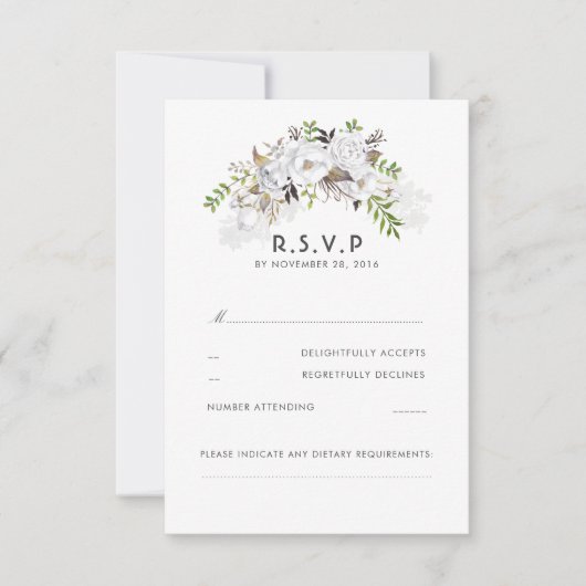 Witte Bloemen bruiloft RSVP (Voorkant)