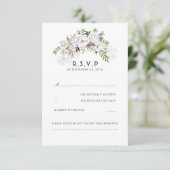 Witte Bloemen bruiloft RSVP (Staand voorkant)